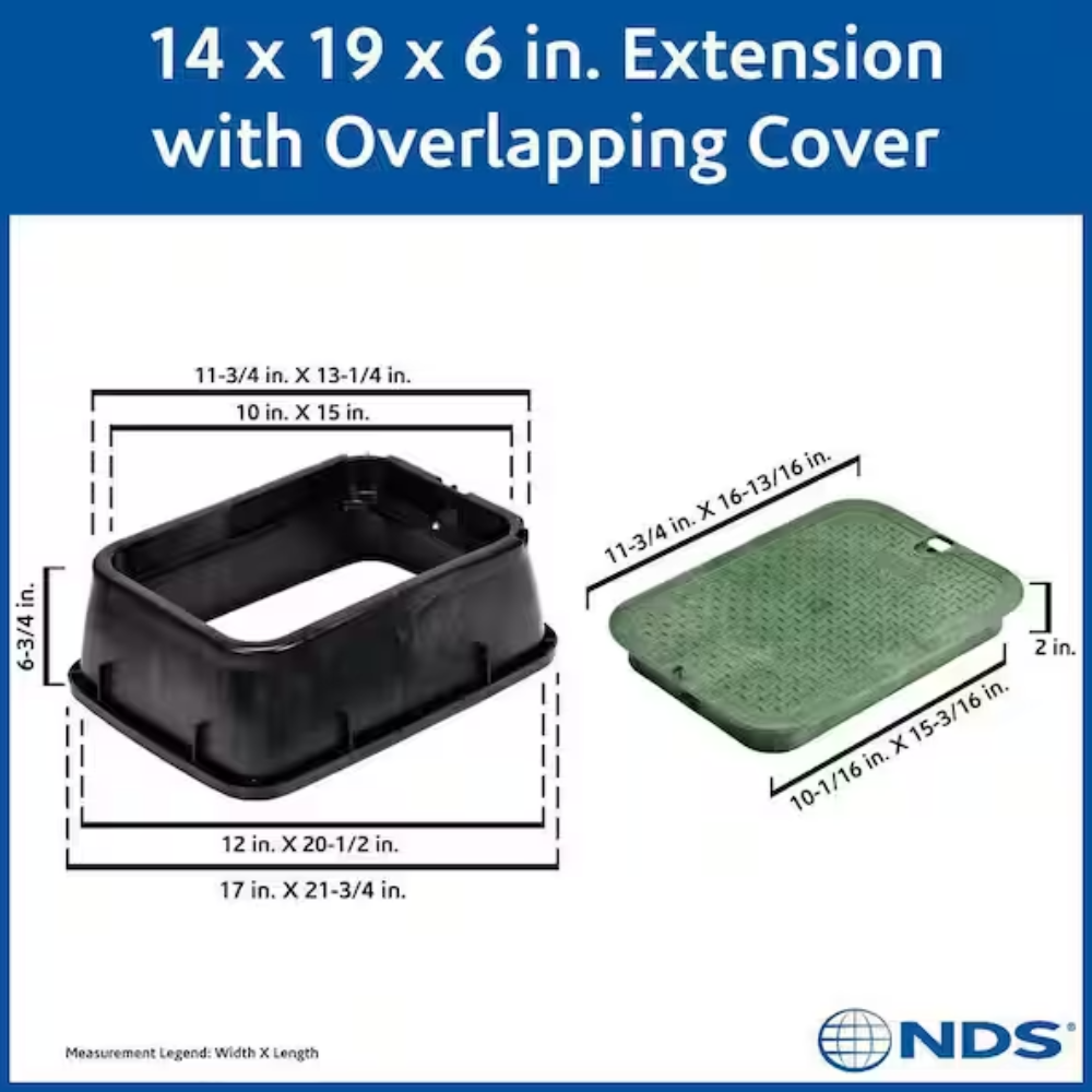 NDS - 115 - 14"x19"x6" Box and Overlapping Lid Extension, Green Lid/ Black Body