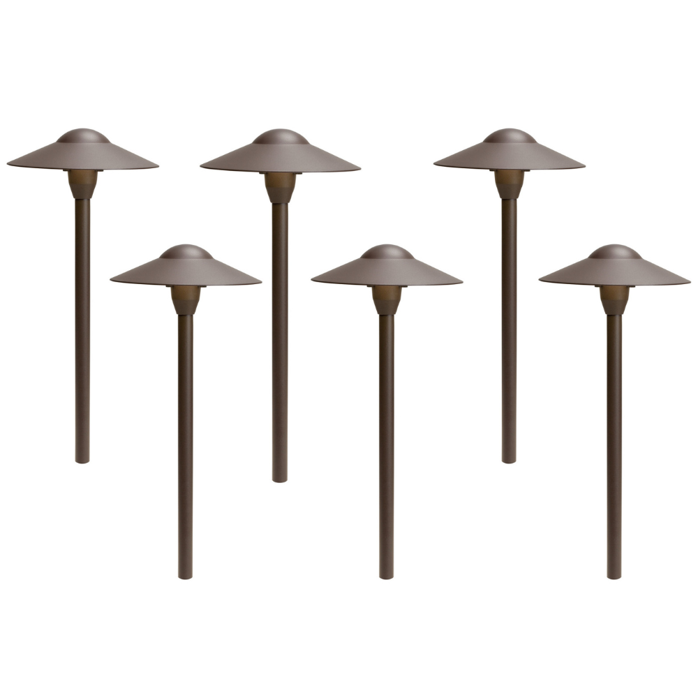 Kichler - 8'' Dome 21" Path Light 12V - 6 Pack (Textured Architectural Bronze) - 15310AZT6