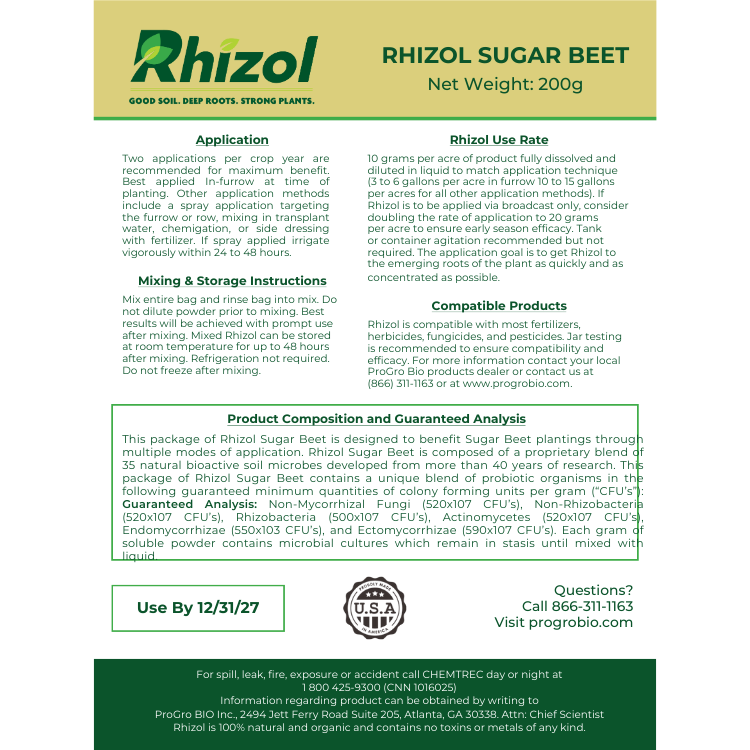 Rhizol Sugar Beet - Dissolvable Microbial Soil Inoculant