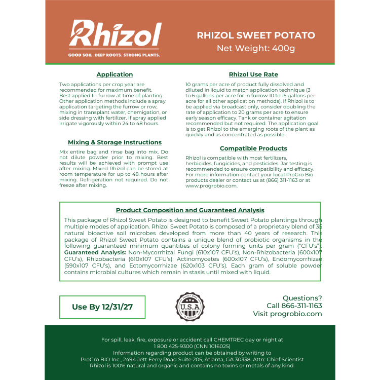 Rhizol Sweet Potato - Dissolvable Microbial Soil Inoculant