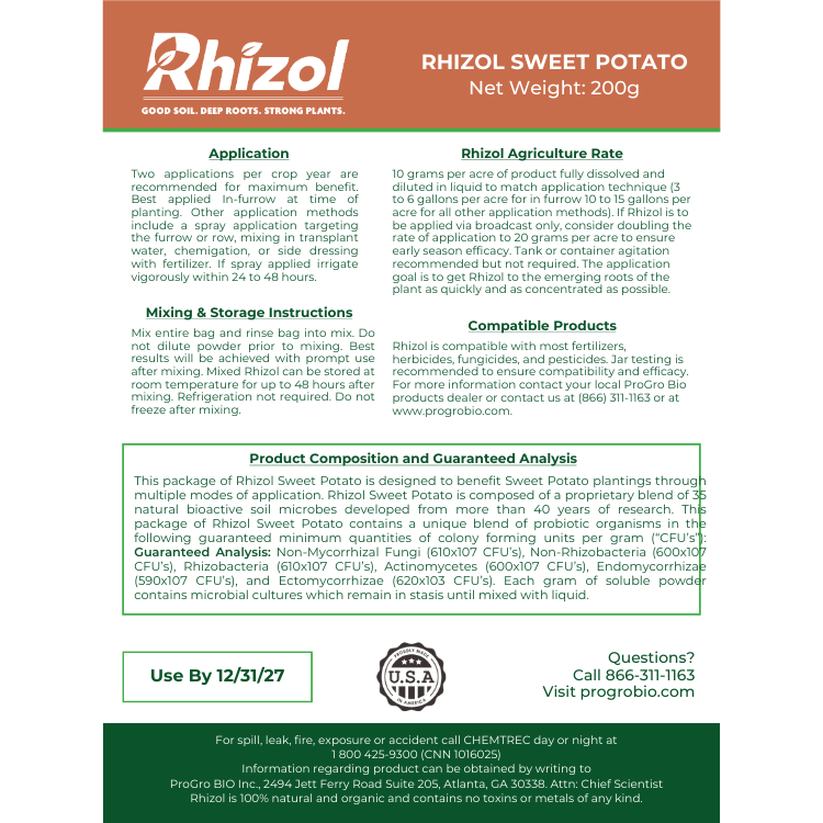 Rhizol Sweet Potato - Dissolvable Microbial Soil Inoculant