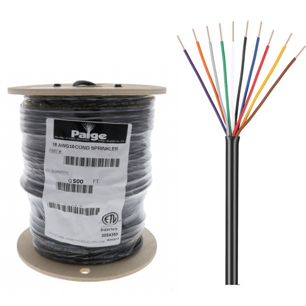 Paige - 18/10 x 500' - 18 AWG 10 Conductor Underground Sprinkler Wire