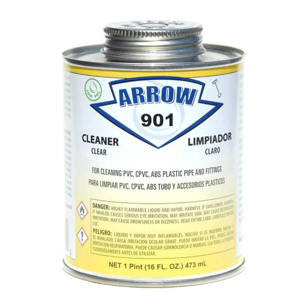 Arrow 901-P PVC Cleaner Clear Pint | Glue & Primers | Cheap Sprinklers