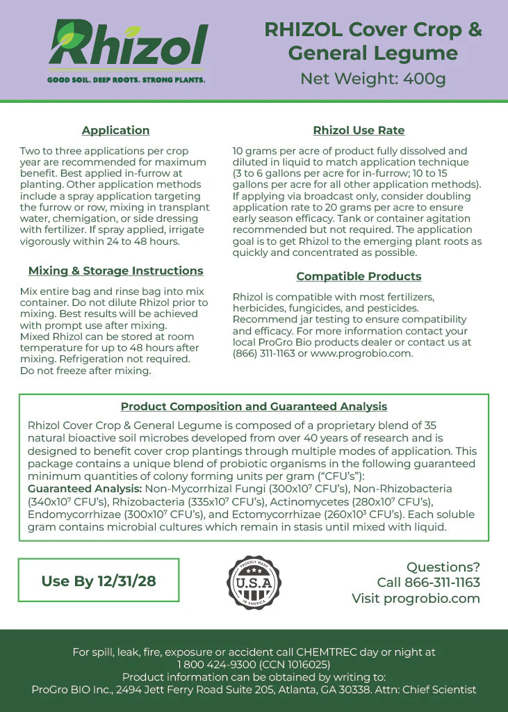 Rhizol Cover Crop & General Legume - Dissolvable Microbial Soil Inoculant