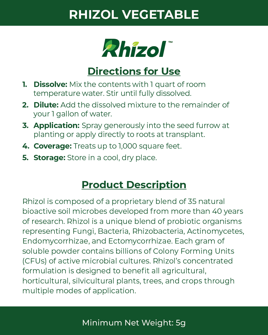 Rhizol Vegetable - Dissolvable Microbial Soil Inoculent