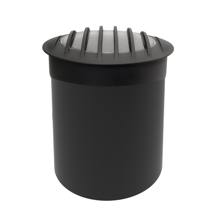 Brilliance - Black Diamond PAR36 Well Light w Flat Grate (No Lamp) - BD-WL-PAR36-FLAT-GR-BK-NL