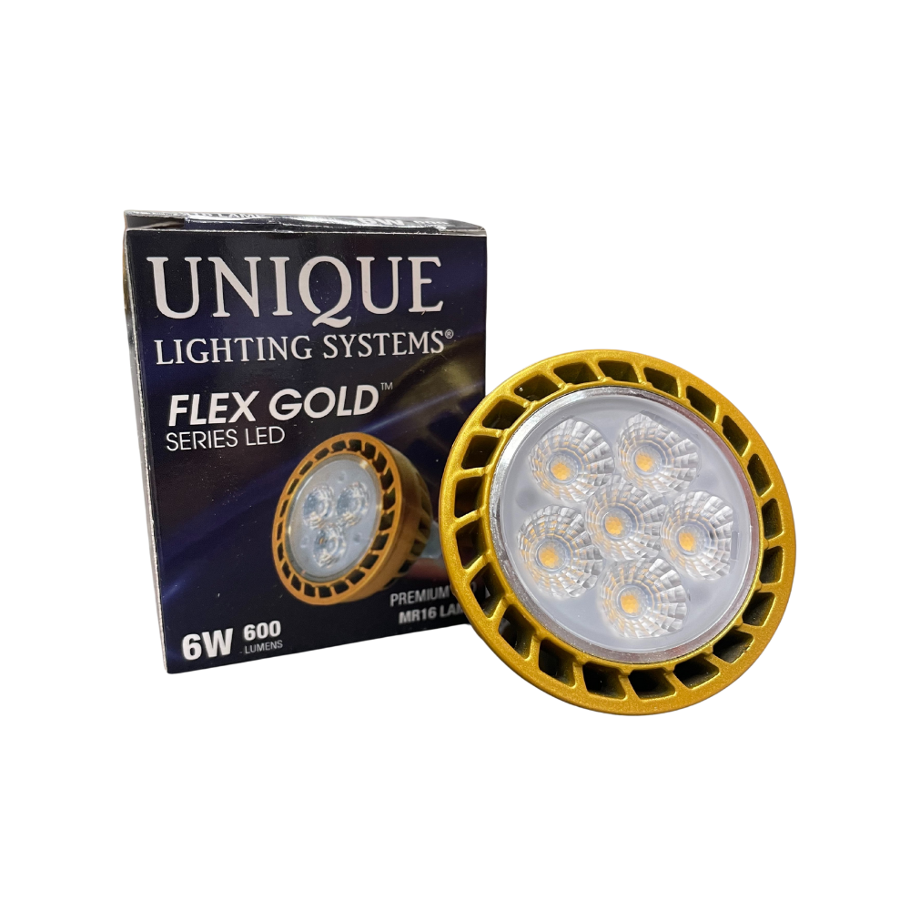 Unique - MR16 Flex Gold LED Bulb (6 Watt, 3000K, 60 Degree)