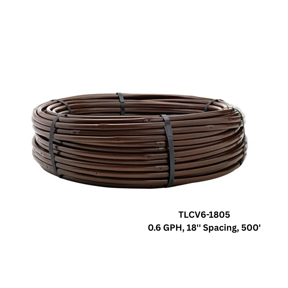 Netafim - 17mm Techline CV Dripline (0.6 GPH, 18'' Spacing, 500') - TLCV6-1805