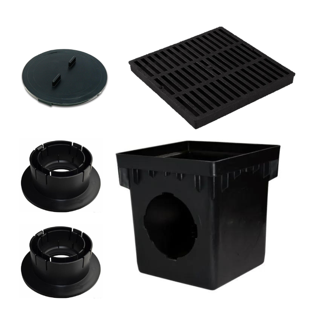 NDS - 1200BLKIT - 12'' Square 2-Hole Basin Kit (Black Grate)