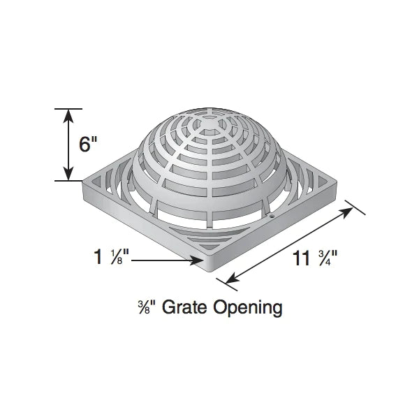 NDS - 1290 - 12" Square Catch Basin Atrium Grate, Black