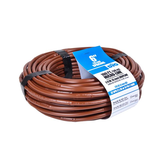 DIG - 1/4'' Microline Dripline w/ 6'' Spacing x 100' (Brown) .52 GPH - ML-106B