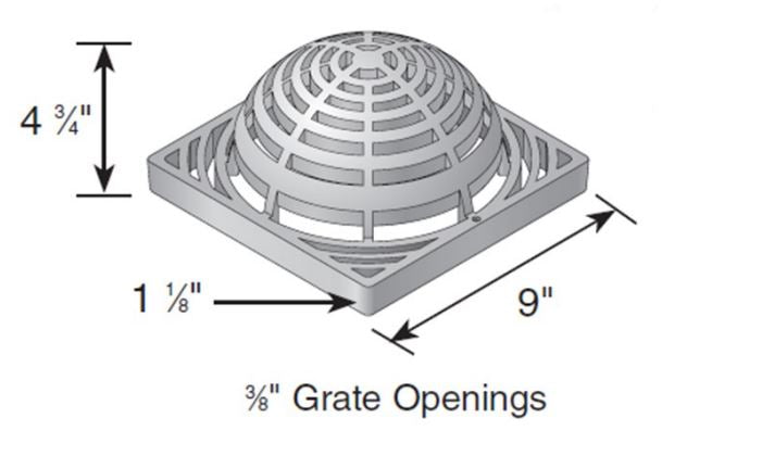 NDS - 981 - 9" x 9" Square Atrium Grate, Black
