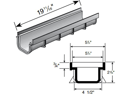 NDS - 820 - 5" Pro Series Shallow Profile Channel Drain, Light Gray