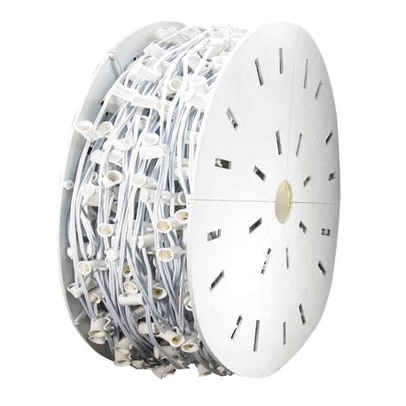 Seasonal Source - C7 Light Spool (1000' Length, 12" Spacing, White Wire) - C7-1000-12-W