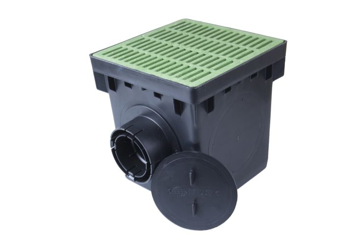 NDS - 1200GRKIT - 12'' Square 2-Hole Basin Kit (Green Grate)