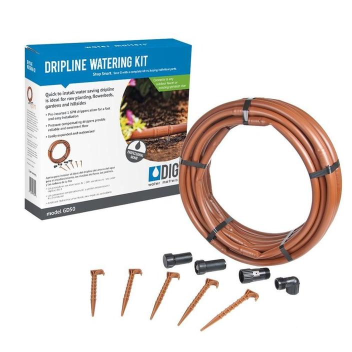 DIG - Dripline Watering Kit w/ 50' Tubing & Riser Conversion - GD50