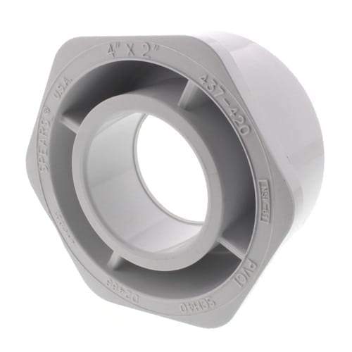 Lesso - 4 x 2 Sch40 PVC Reducer Bushing Spigot x Socket - 437-420