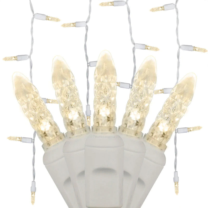 Seasonal Source - M5 LED Sun Warm Icicle Lights (White Wire, 70 Lights, 3" Spacing) - 88695-R