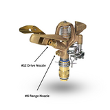 Buckner - 261SDX1206 - 3/4'' Full/Part Circle Dual Nozzle Brass Impact Sprinkler MPT