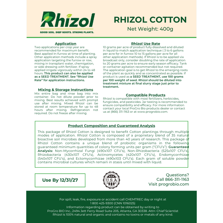 Rhizol Cotton - Dissolvable Microbial Soil Inoculant