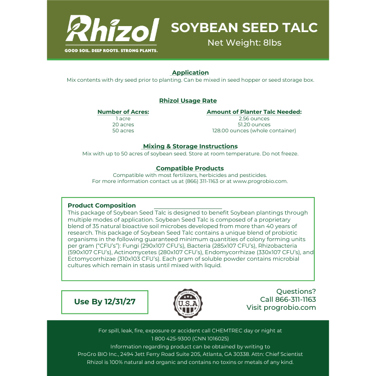 Rhizol Soybean - Microbial Infused Planter Talc (50 Acre Container)