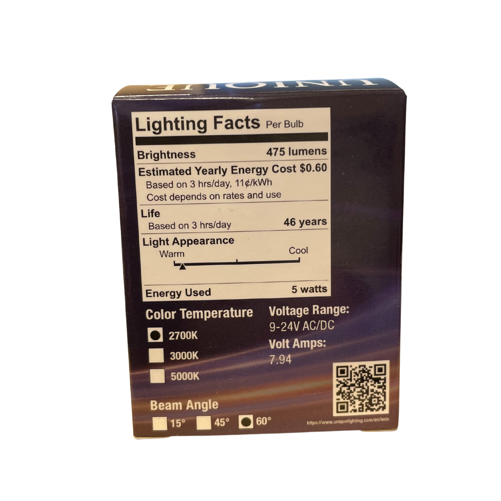 Unique - MR16 Flex Gold LED Bulb (5 Watt, 2700K, 60 Degree)