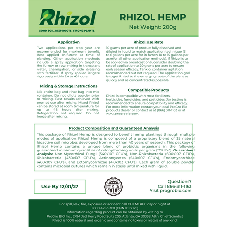 Rhizol Hemp - Dissolvable Microbial Soil Inoculant