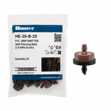 Hunter - 2.0 GPH PC Drip Emitter, Barb Inlet (Bag of 25) - HE-20-B-25