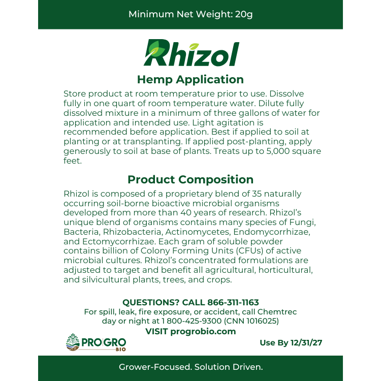 Rhizol Hemp - Dissolvable Microbial Soil Inoculant