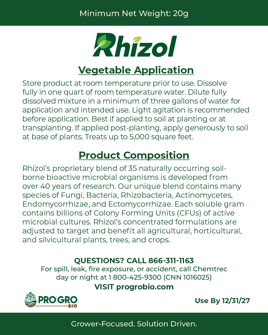 Rhizol Vegetable - Dissolvable Microbial Soil Inoculent