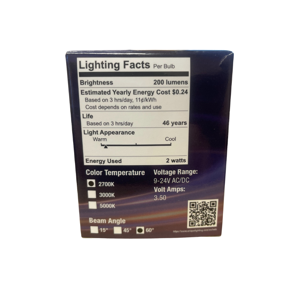 Unique - MR16 Flex Gold LED Bulb (2 Watt, 2700K, 60 Degree)