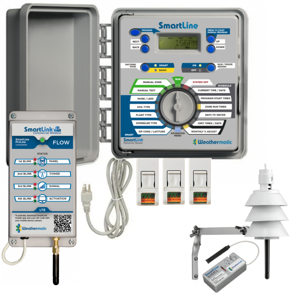 Weathermatic - SmartLine 4-Station Indoor/Outdoor Controller Bundle w/ Flow Control - SL1600-1YR-BDL-FLOW-M1NA