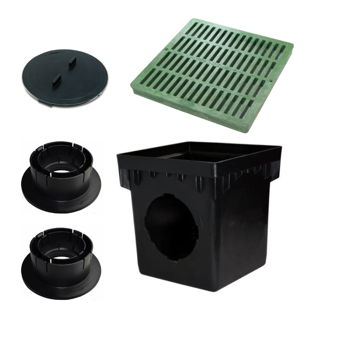 NDS - 1200GRKIT - 12'' Square 2-Hole Basin Kit (Green Grate)