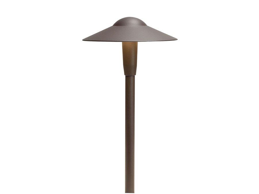Kichler - 8'' Dome 16'' Short Stem LED Path Light (12V, 3W Integrated LED, 2700K, Textured Architectural Bronze) - 15811AZT27R