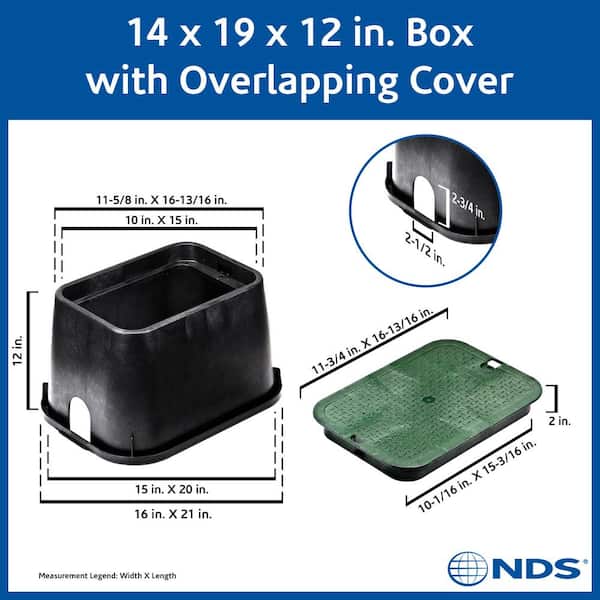 NDS - 113BC - Standard 14"x19"x12" Box and Overlapping Lid, Green Lid/ Black Body