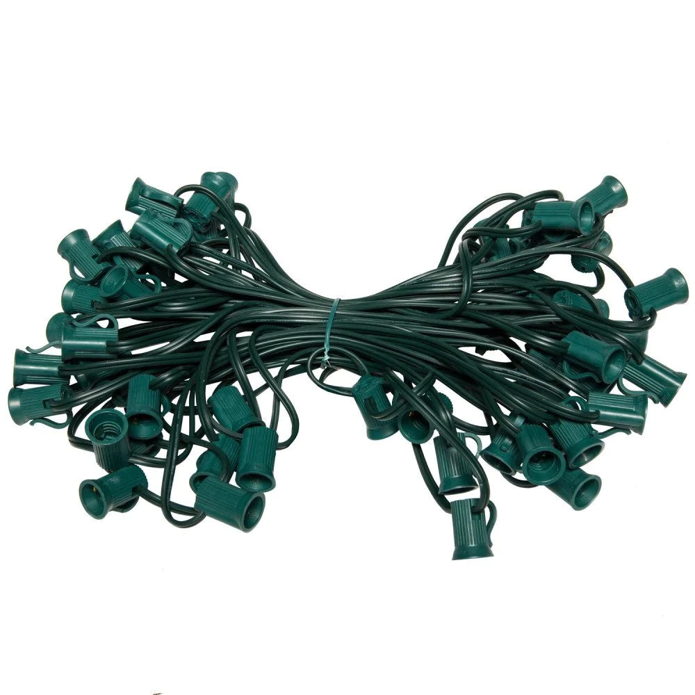 Seasonal Source - C7 Light String (100' Length, 12" Spacing, Green Wire) - C7-100-G